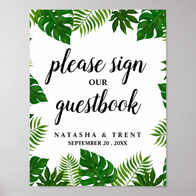 Tropical Leaves | Wedding Sign (Front)