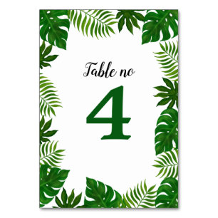 Tropical Leaves   Wedding Table Number