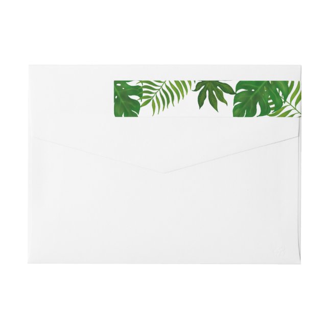 Tropical Leaves | Wedding Wrap Around Label (Back)