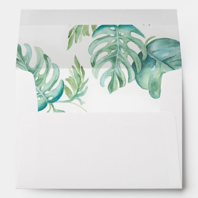 Tropical Leaves Weddings Return Address Envelopes (Back (Bottom))