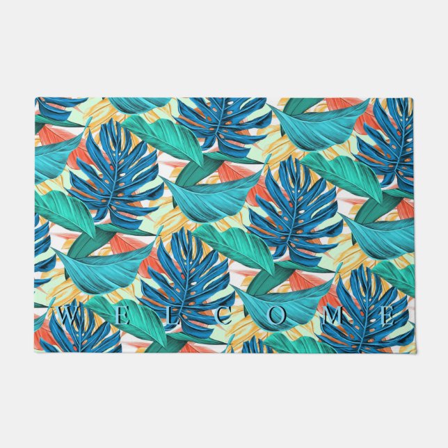 Tropical Leaves Welcome Doormat (Front)