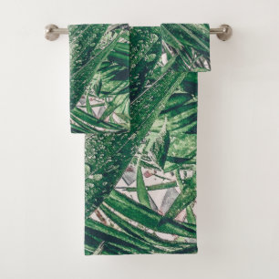Tropical Leaves with Raindrops Bath Towel Set