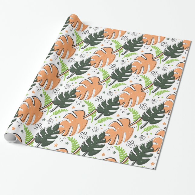 tropical leaves wrapping paper (Unrolled)
