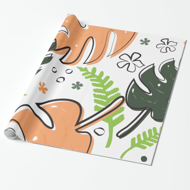 tropical leaves wrapping paper (Unrolled)