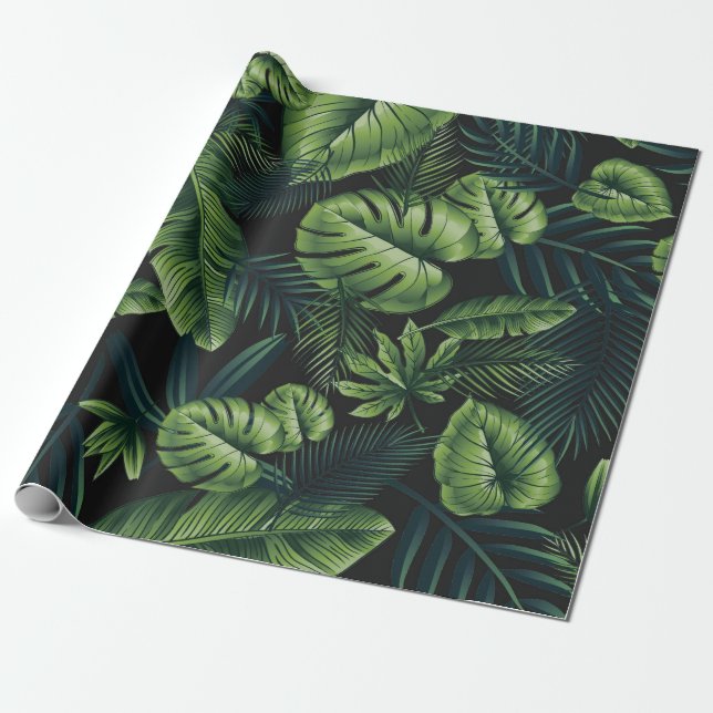 Tropical Leaves Wrapping Paper (Unrolled)