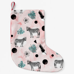 Tropical Leaves Zebras Tie-Dye Pattern Small Christmas Stocking