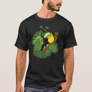 Tropical Leaves Zoo Bird Animal Exotic Toucan T-Shirt