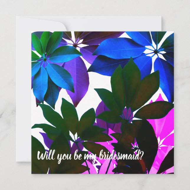 Tropical Leavse  Bridesmaid Wedding Card (Front)