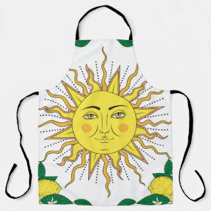 Tropical Lemon Fruits, Sun Face. Apron