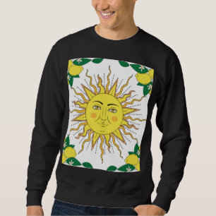 Tropical Lemon Fruits, Sun Face. Sweatshirt