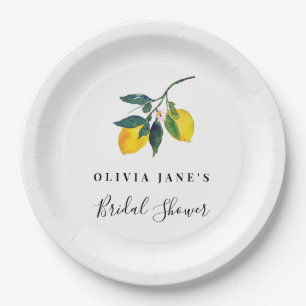 Tropical Lemon Paper Plate, Bridal Shower Paper Plate
