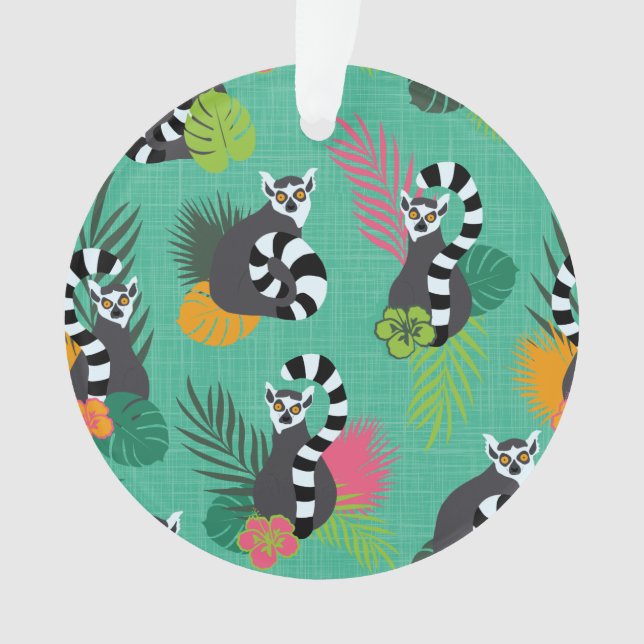 Tropical Lemurs - Aquamarine Ornament (Front)