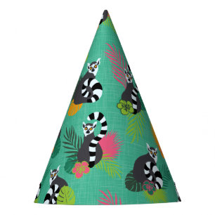 Tropical Lemurs - Aquamarine Party Hat