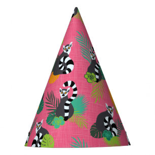 Tropical Lemurs - Pink Party Hat