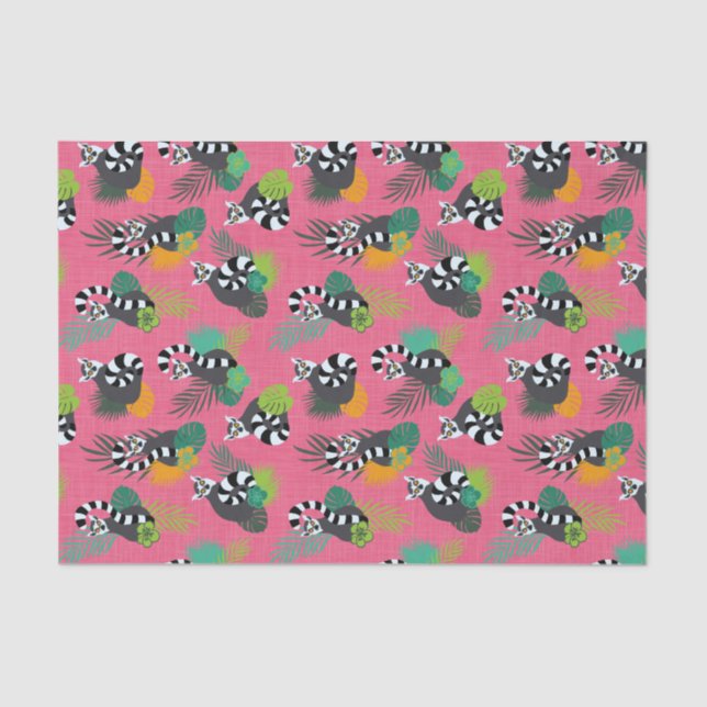 Tropical Lemurs - Pink Tissue Paper (Front)