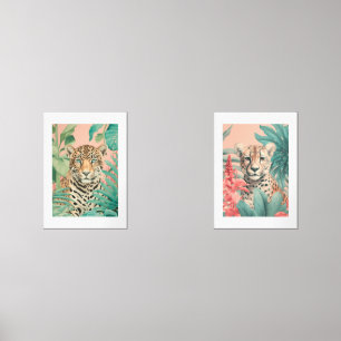 Tropical Leopard & Cheetah Wall Art Print Set  