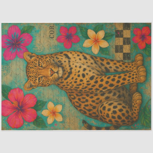 Tropical Leopard Lounge Decoupage Paper – Exotic (Front)