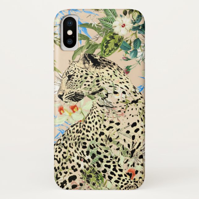 Tropical leopard print floral Hawaiian animal Case-Mate iPhone Case (Back)