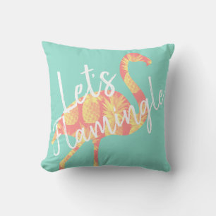Tropical Let's Flamingle Flamingo & Pineapples Cushion