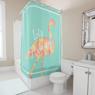 Tropical Let's Flamingle Flamingo & Pineapples Shower Curtain