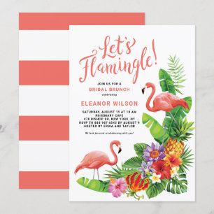 Tropical Let's Flamingle Floral Bridal Brunch Invitation