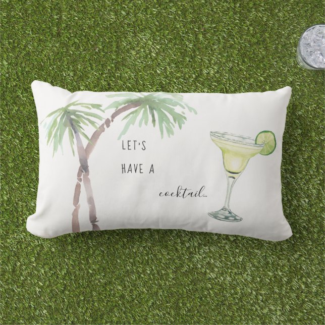  Tropical Let's Have a Cocktail Margarita Outdoor Lumbar Cushion (Grass)