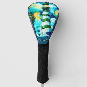 Tropical Lighthouse Coastal Nautical Personalised Golf Head Cover