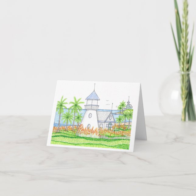 Tropical Lighthouse Notecard (Front)