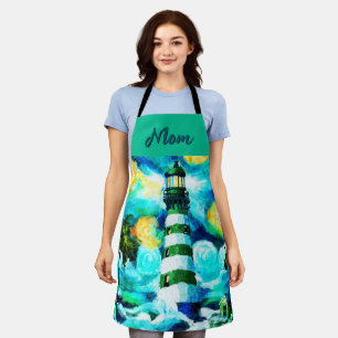 Tropical Lighthouse & Palm Trees Personalised Apron