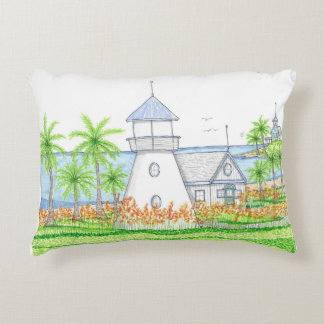 Tropical Lighthouse Throw Pillow