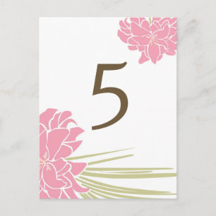 Tropical Lilies Wedding Table Number Card