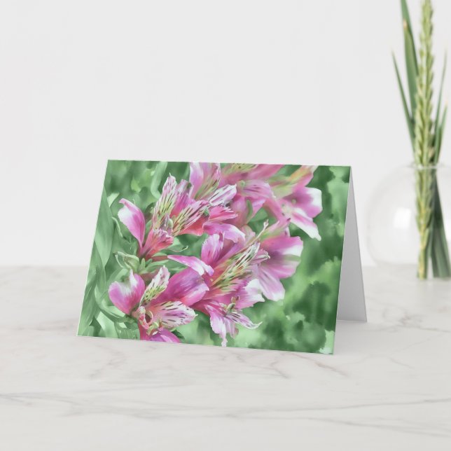 Tropical Lily Flowers Floral Art Note Card (Front)