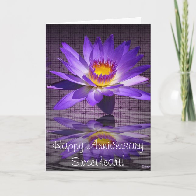 Tropical Lily Reflections Anniversary Card (Front)