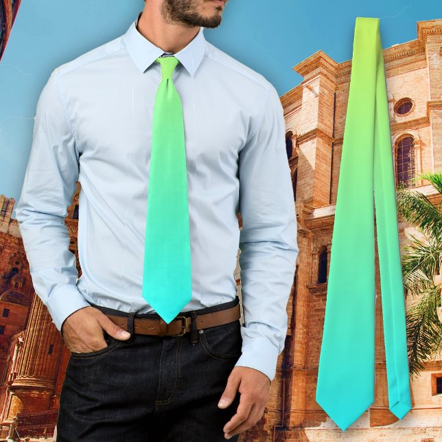 Tropical Lime Aqua Fade Mens Tie (Creator Uploaded)