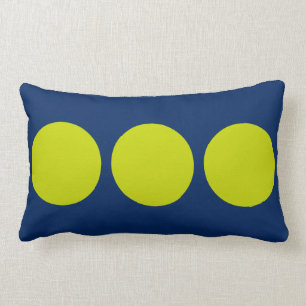 Tropical Lime Polka Dots on Navy Blue Lumbar Cushion