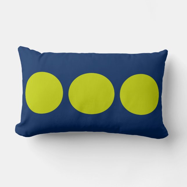 Tropical Lime Polka Dots on Navy Blue Lumbar Cushion (Front)