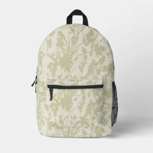 Tropical line silhouette flowers and leaves. printed backpack
