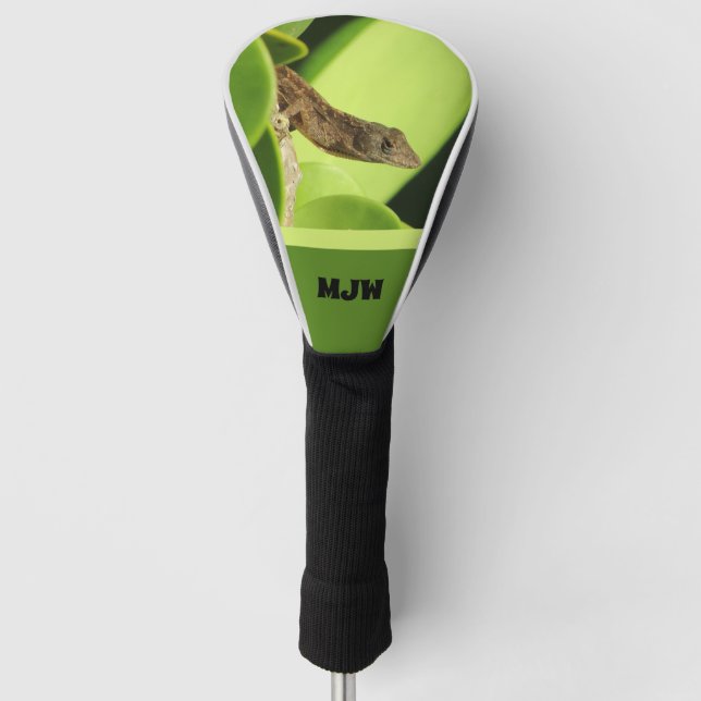 Tropical Lizard Monogram Nature Brown Gecko Golf Head Cover (Front)