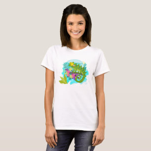 Tropical Lizard with Flowers T-Shirt