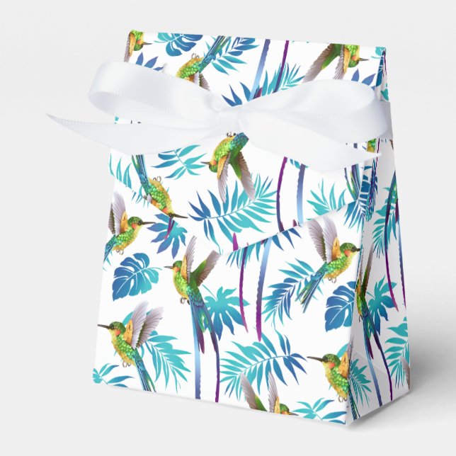 Tropical Long Tail Hummingbirds Favour Box (Front Side)