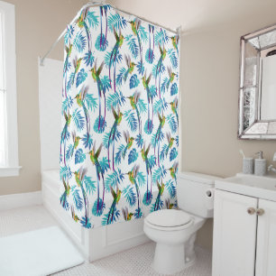 Tropical Long Tail Hummingbirds Shower Curtain