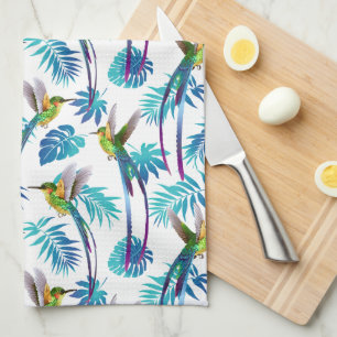 Tropical Long Tail Hummingbirds Tea Towel
