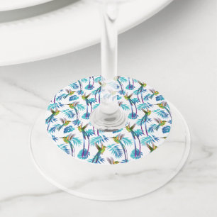 Tropical Long Tail Hummingbirds Wine Glass Tag