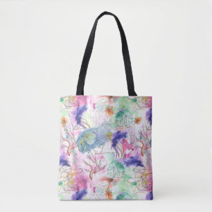 Tropical Loose Watercolor Reef Tote Bag
