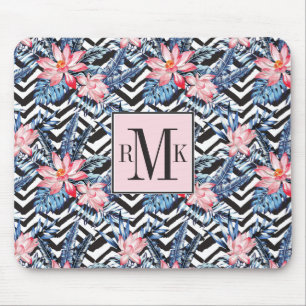 Tropical Lotus Flower Pattern Mouse Mat