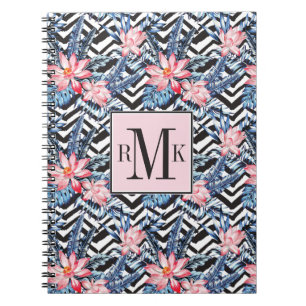 Tropical Lotus Flower Pattern Notebook