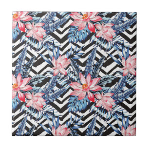 Tropical Lotus Flower Pattern Tile