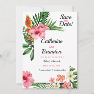 Tropical  Love Beach Destination Save The Date