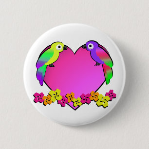 Tropical Love Birds 6 Cm Round Badge