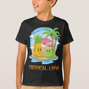 Tropical Love Funny Tropical Island Happy Couple V T-Shirt
